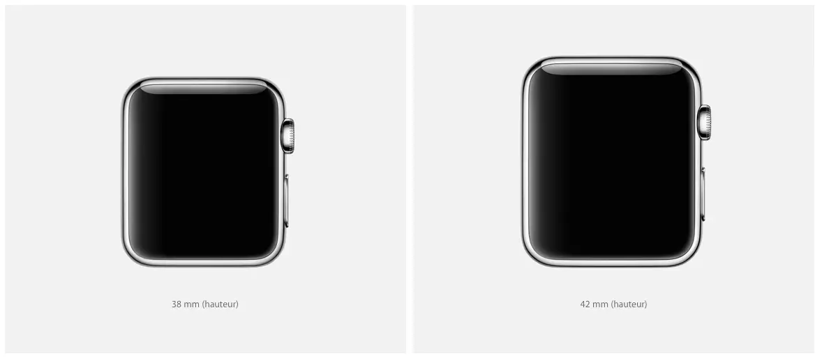 apple watch deux tailles de boîtiers (comparaison)