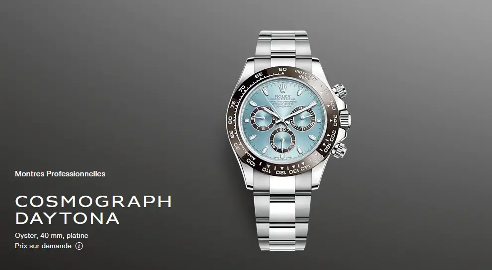 prix rolex daytona platine