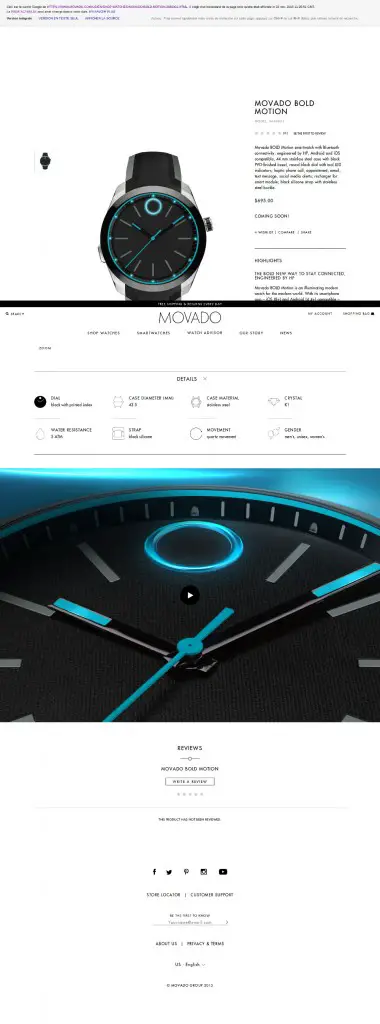 Movado Bold Motion : page produit