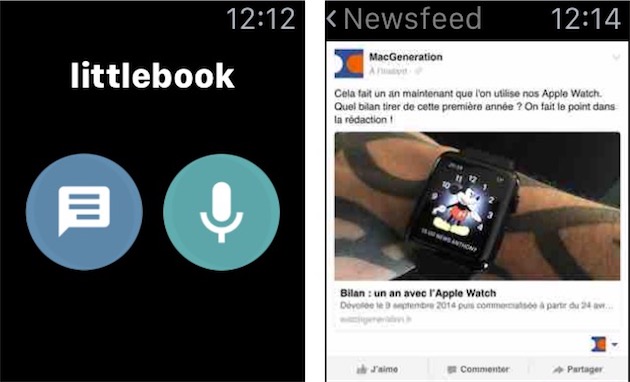 facebook sur apple watch avec littelbook