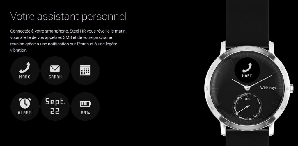 fonctions withings steel hr montre connectée