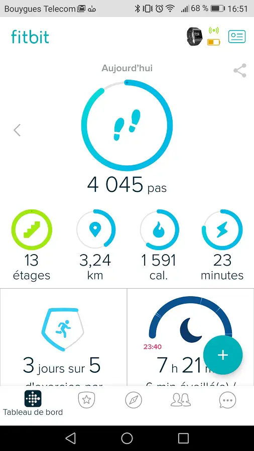 application smartphone pour montre connectée fitbit ionic