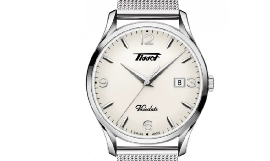 Montre Tissot Visodate avec l'inscription "swiss made" sous le numéro 6